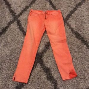 Free people cropped peach/orange jeans